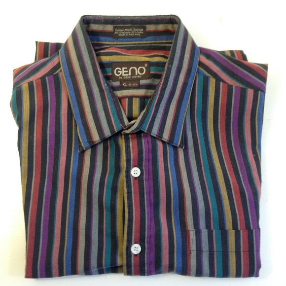 Vintage GENO By Gene Ostro Shirt Single Needle Tailoring Smooth XL - Picture 6 of 6